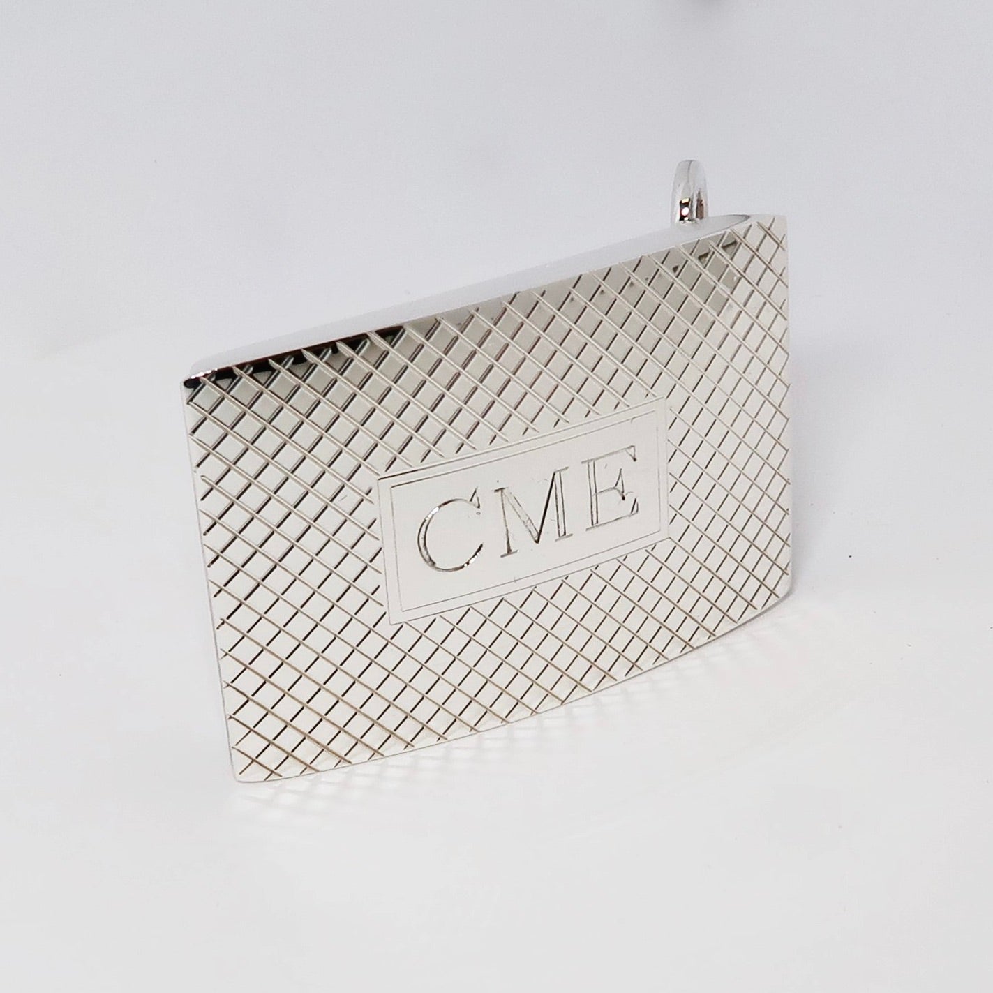 Sterling Silver Belt Buckle, Cross Hatch Pattern