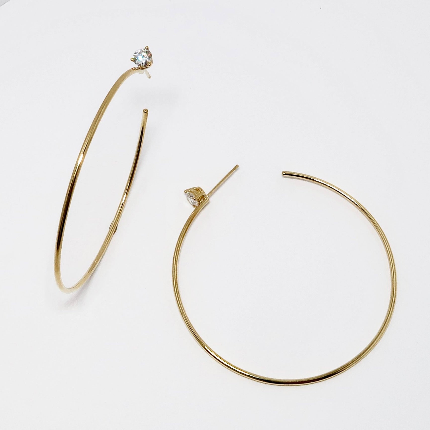 18k Yellow Gold 2" Outside Diameter Hoop Earring