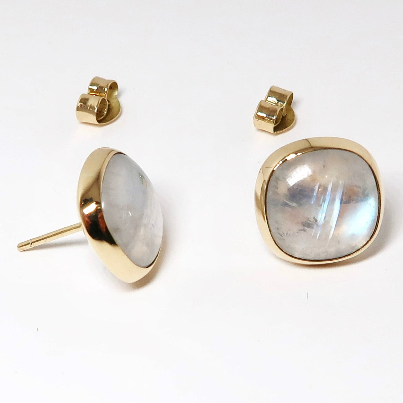 Rainbow Moonstone Stud Earrings