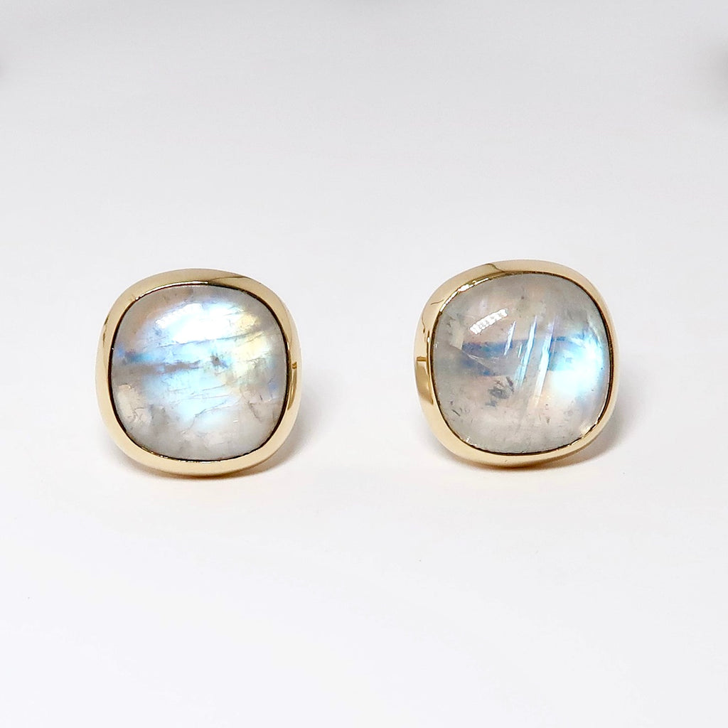 Rainbow Moonstone Stud Earrings