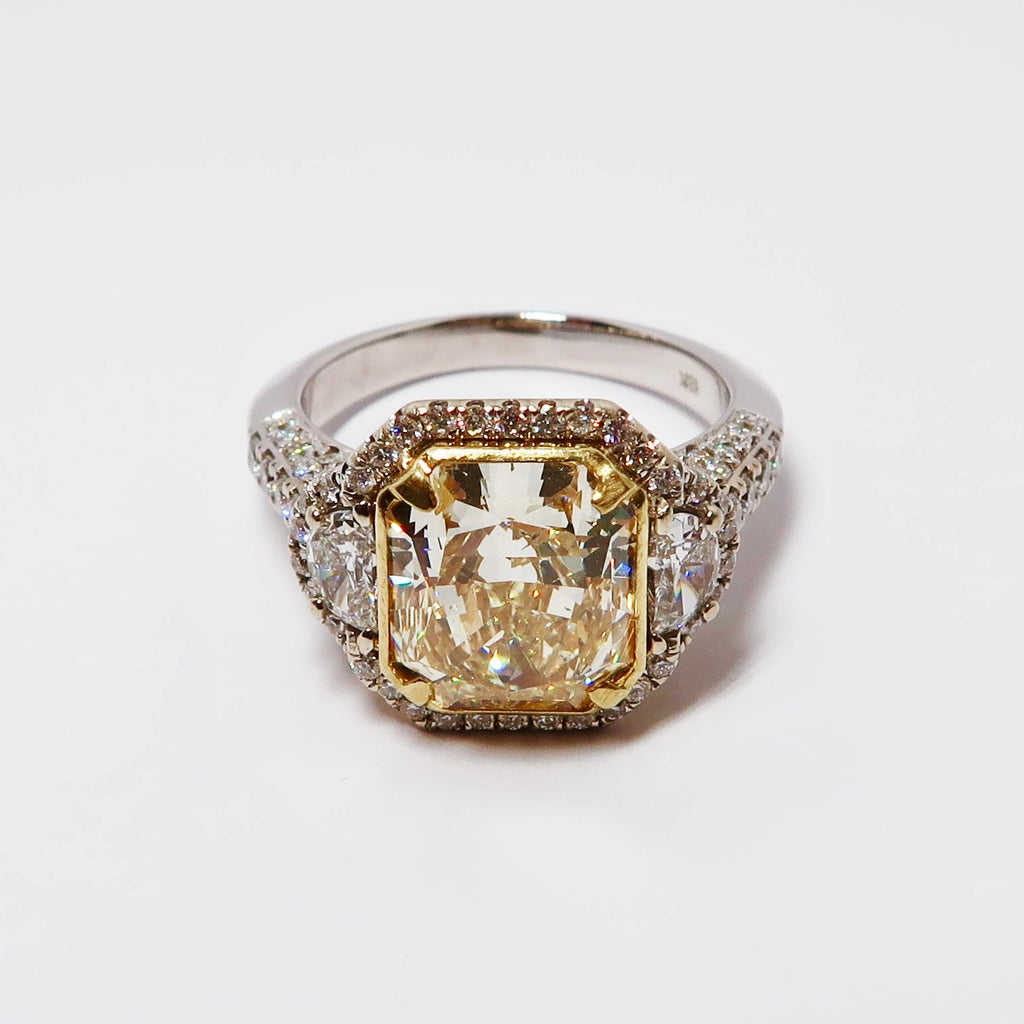 Radiant Cut Yellow Diamond 3-Stone Ring