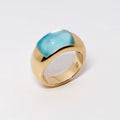 18k Yellow Gold Blue Topaz Ring