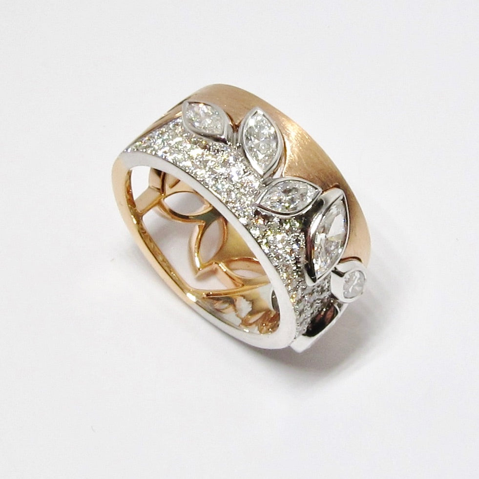 18k Rose & White Gold Diamond Ring