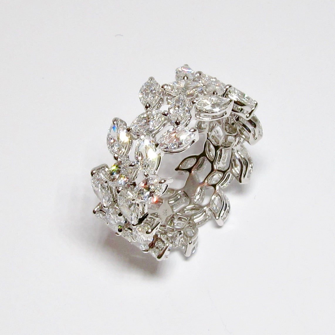 18k White Gold Marquise Cut Diamond Wide Band