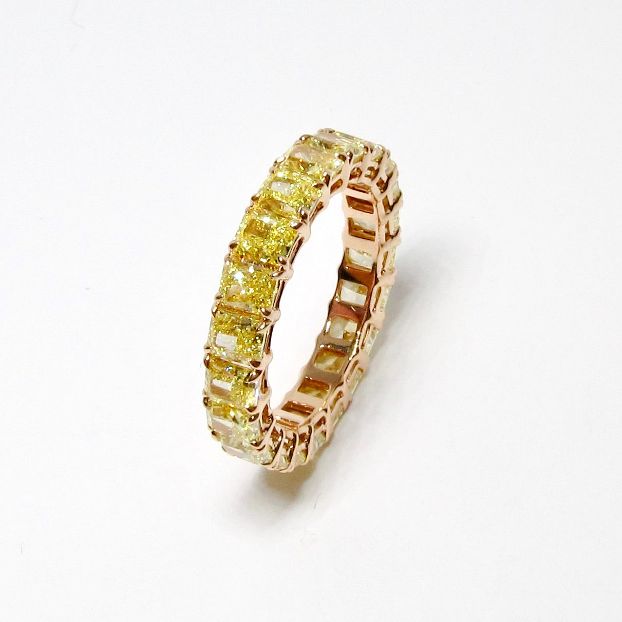 18k Rose Gold Yellow Diamond Eternity Band