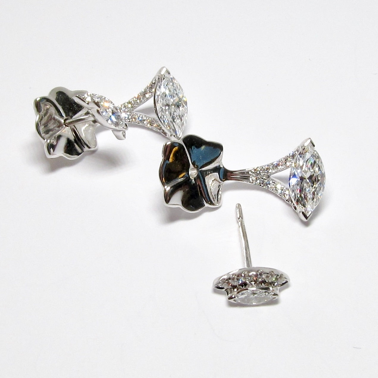 18k White Gold Marquise Diamond Earrings