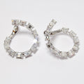 18k White Gold Emerald Cut Diamond Hoop Earrings