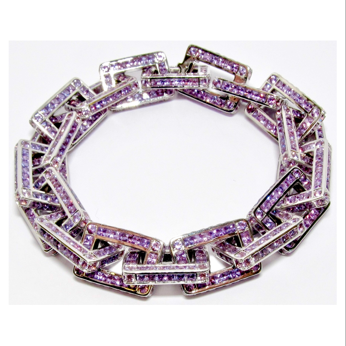 18k White Gold & Sapphire Link Bracelet