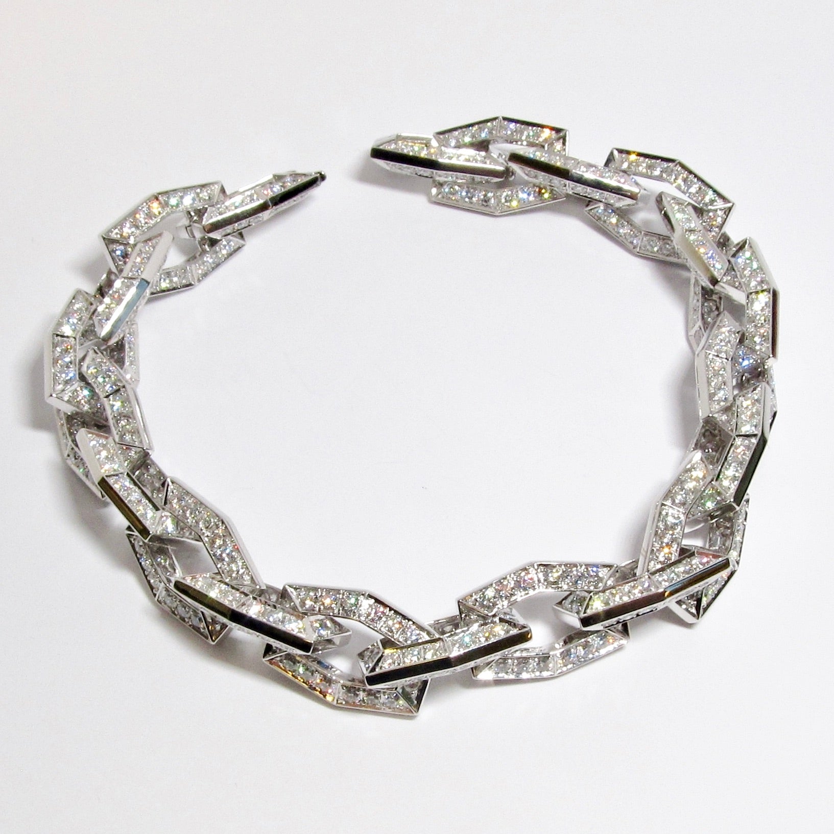 18k White Gold Marquise Link Diamond Bracelet