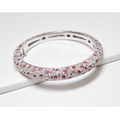 18k White Gold Diamond & Pink Sapphire Bangle