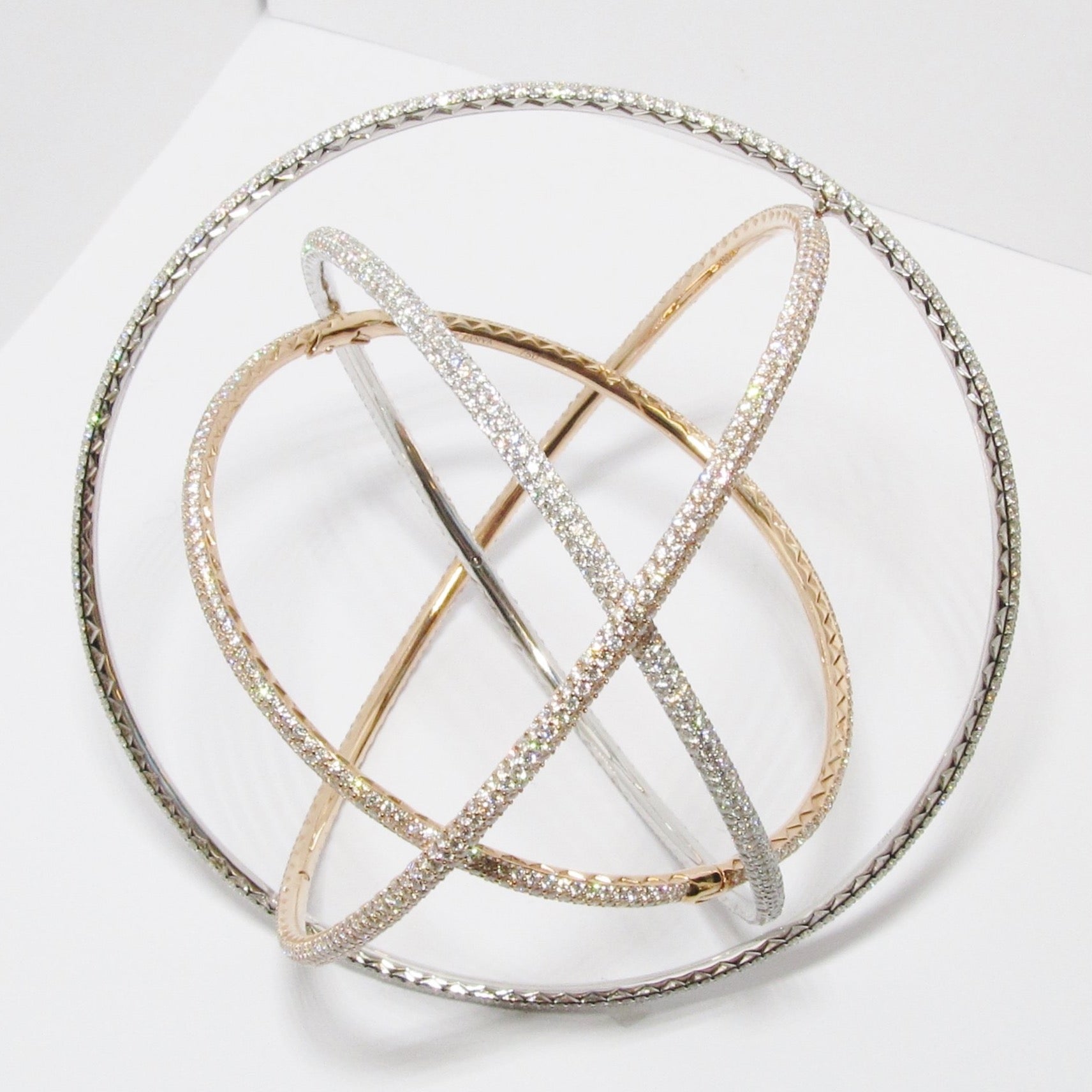 18k White & Rose Gold 4 Bangle Diamond Bracelet