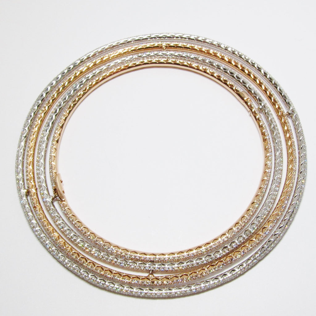 18k White & Rose Gold 4 Bangle Diamond Bracelet