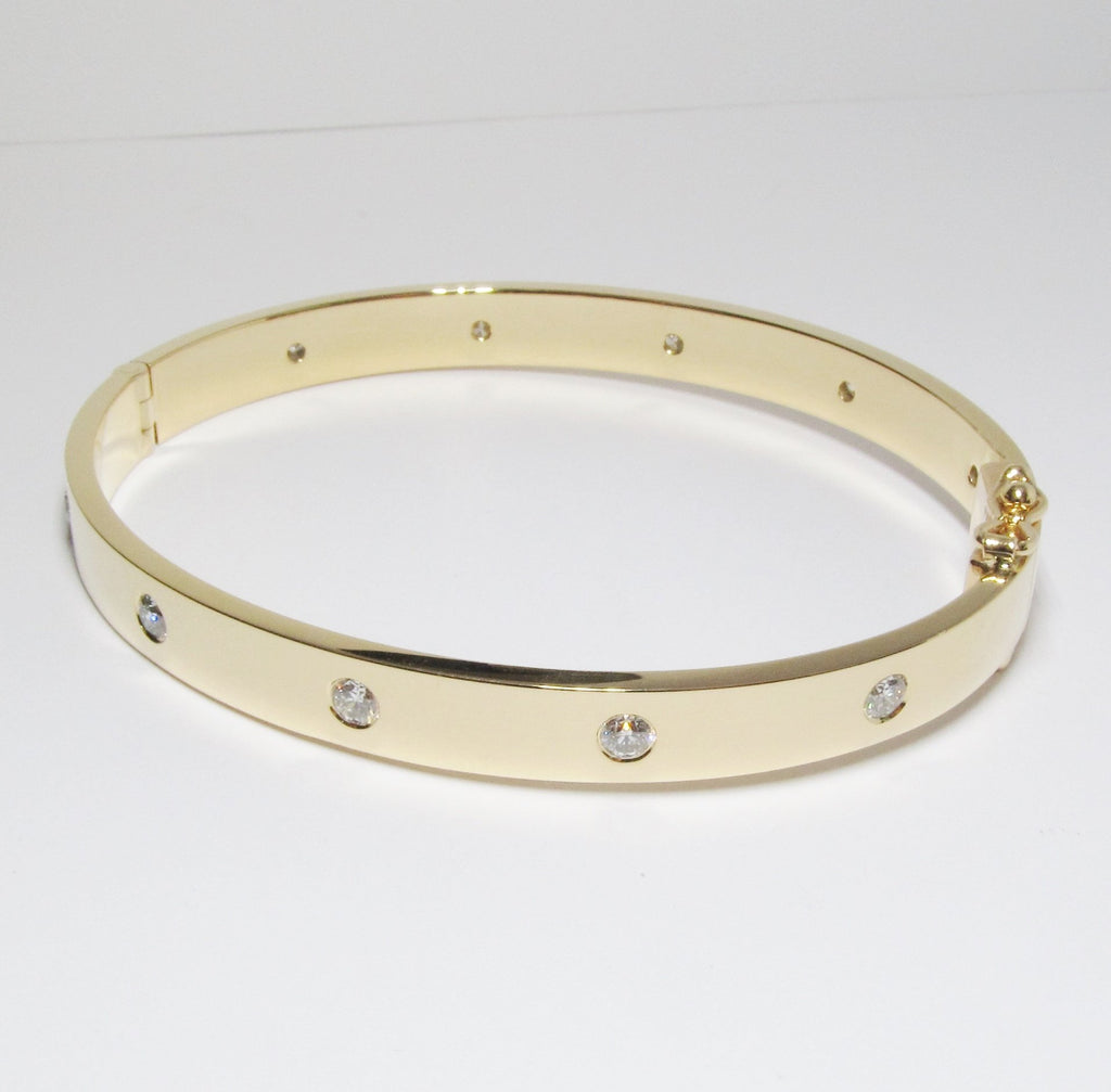 18k Gold Bangle Bracelet with Diamonds (Available in Pink Gold and Yellow Gold)