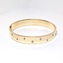 Load image into Gallery viewer, Yellow Gold Bangle Bracelet with Diamonds
