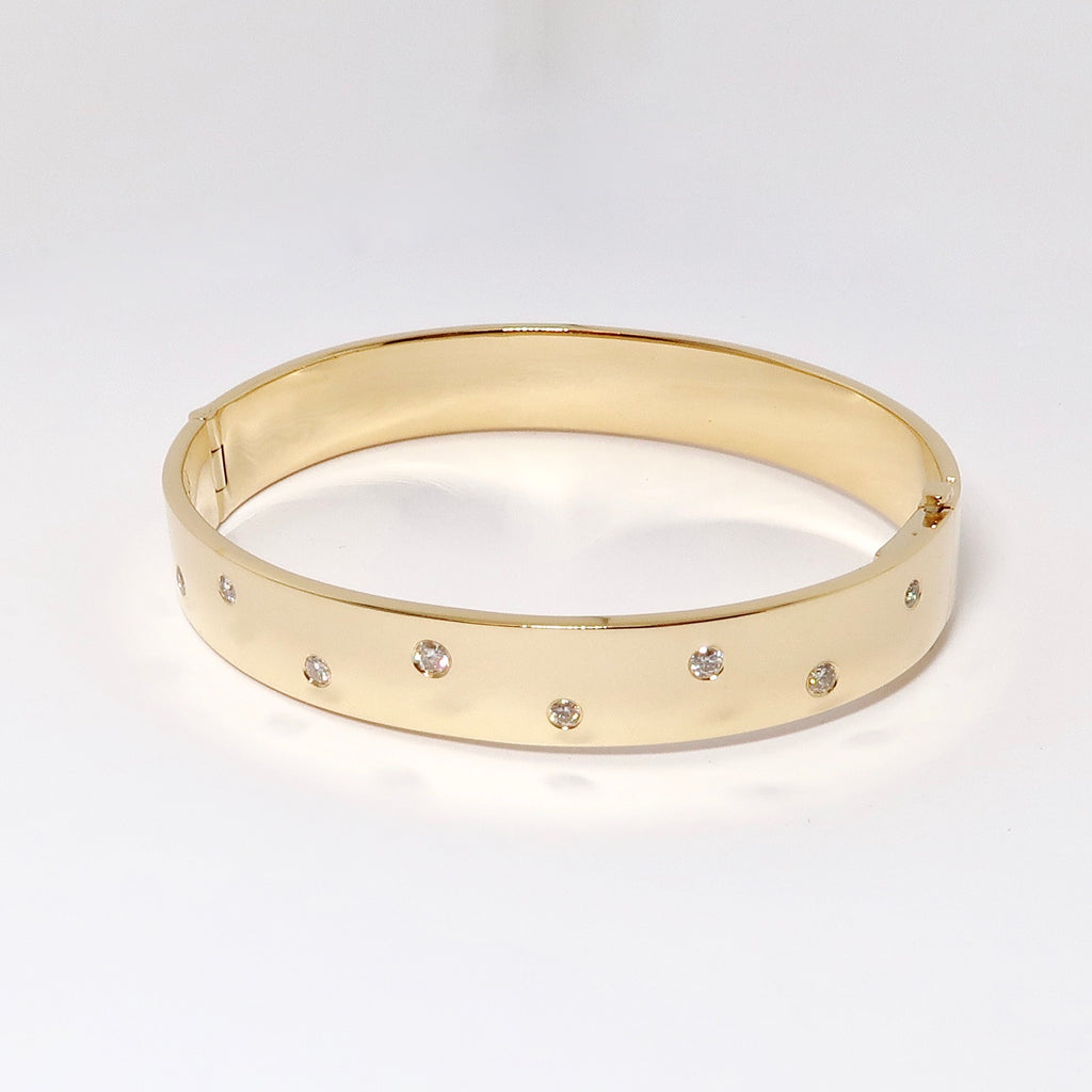 Yellow Gold Bangle Bracelet with Diamonds