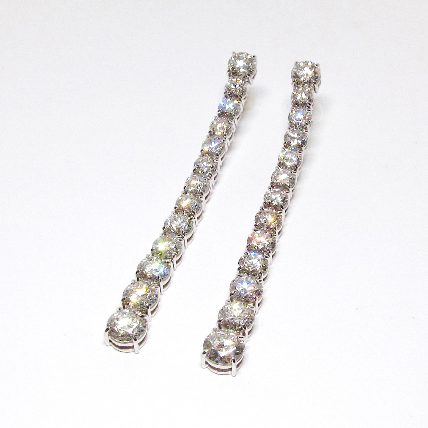 Straight Drop Diamond Earrings, 26 Round Diamonds