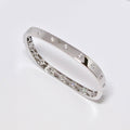 18k White Gold Square Design Narrow Bangle with Diamonds
