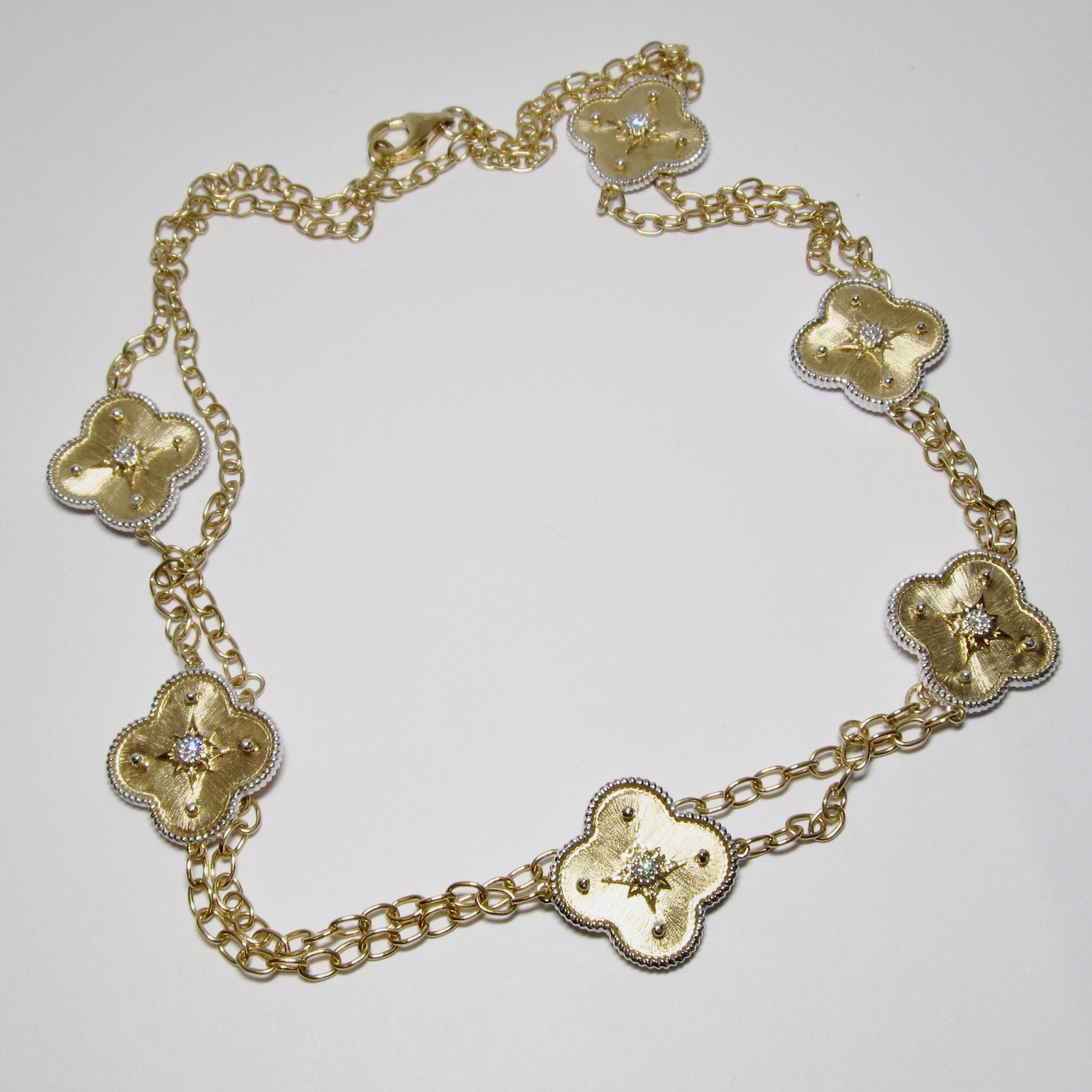 18k Yellow + White Gold Long Necklace