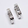 18k White Gold Square Design Narrow Earrings with Diamonds