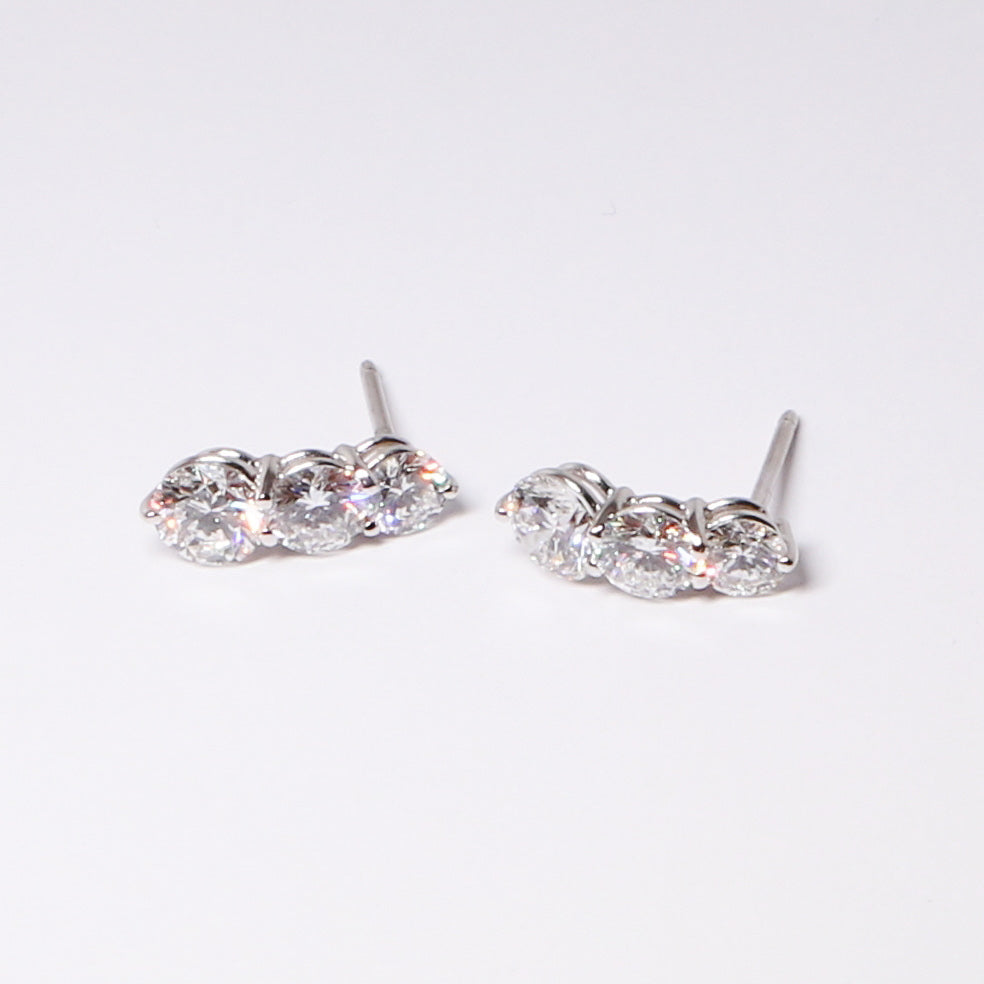 3 Stone Diamond Earrings