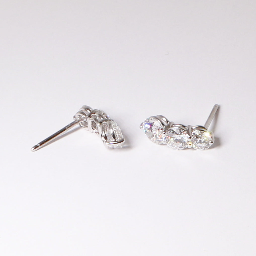 3 Stone Diamond Earrings