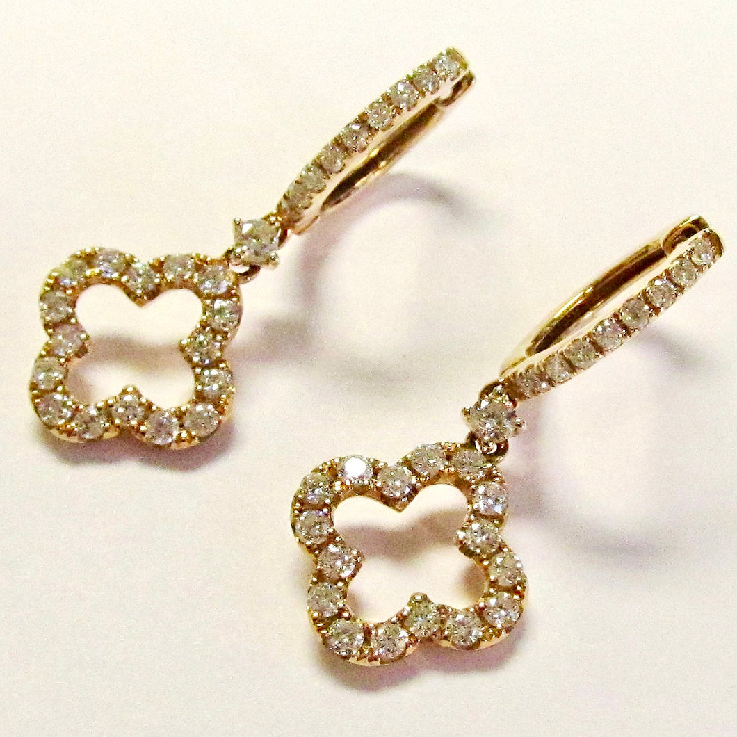 18k Pink Gold, Dangle Diamond Earrings