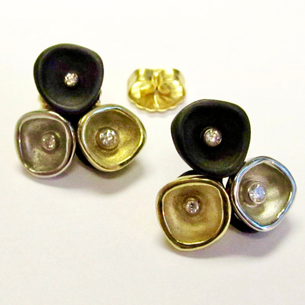 Confluence 3 Cup Stud Earrings