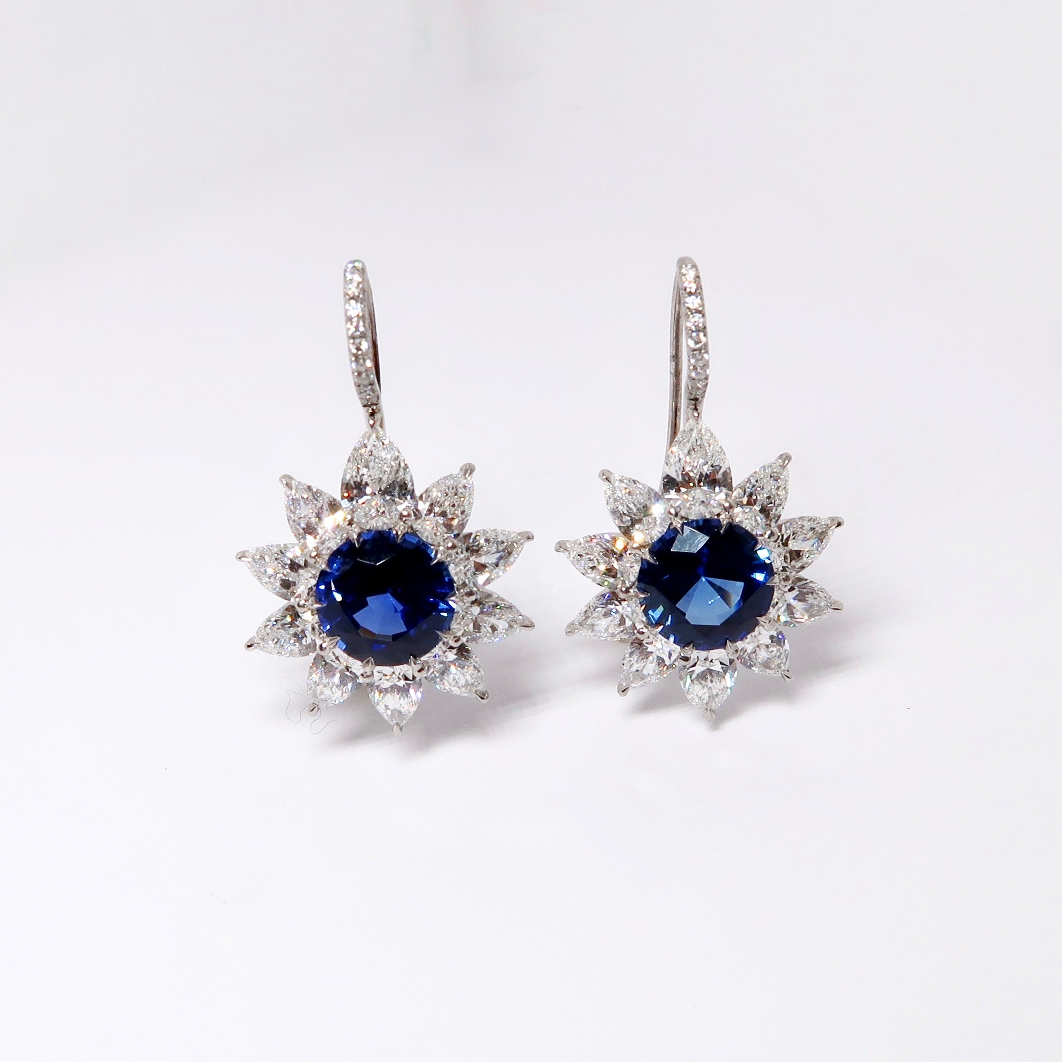 Blue Sapphire & Diamond Earrings