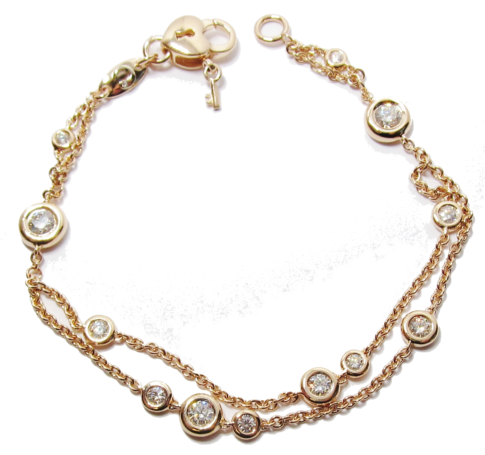 18k Rose Gold, Double-Stranded Diamond Bracelet