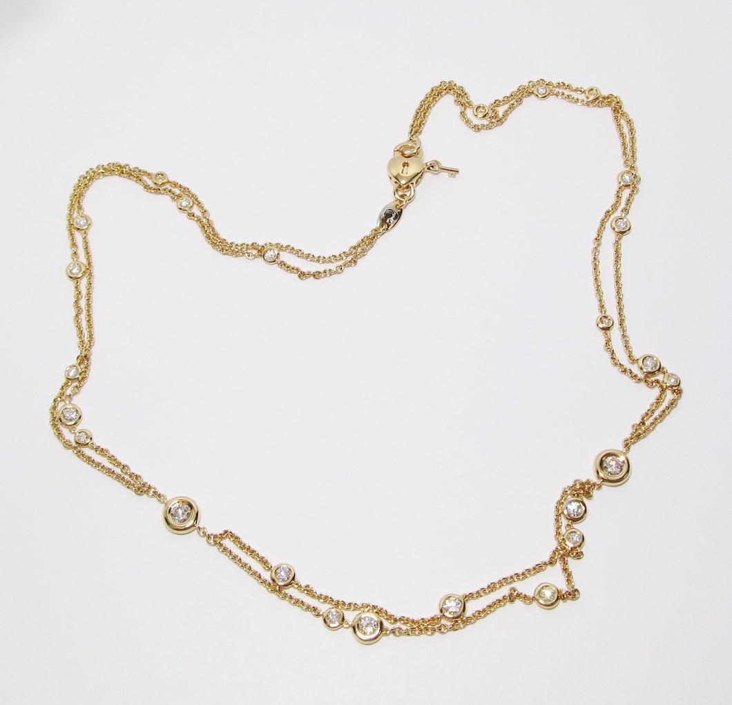 18k White Gold, Double-Stranded Diamond Necklace