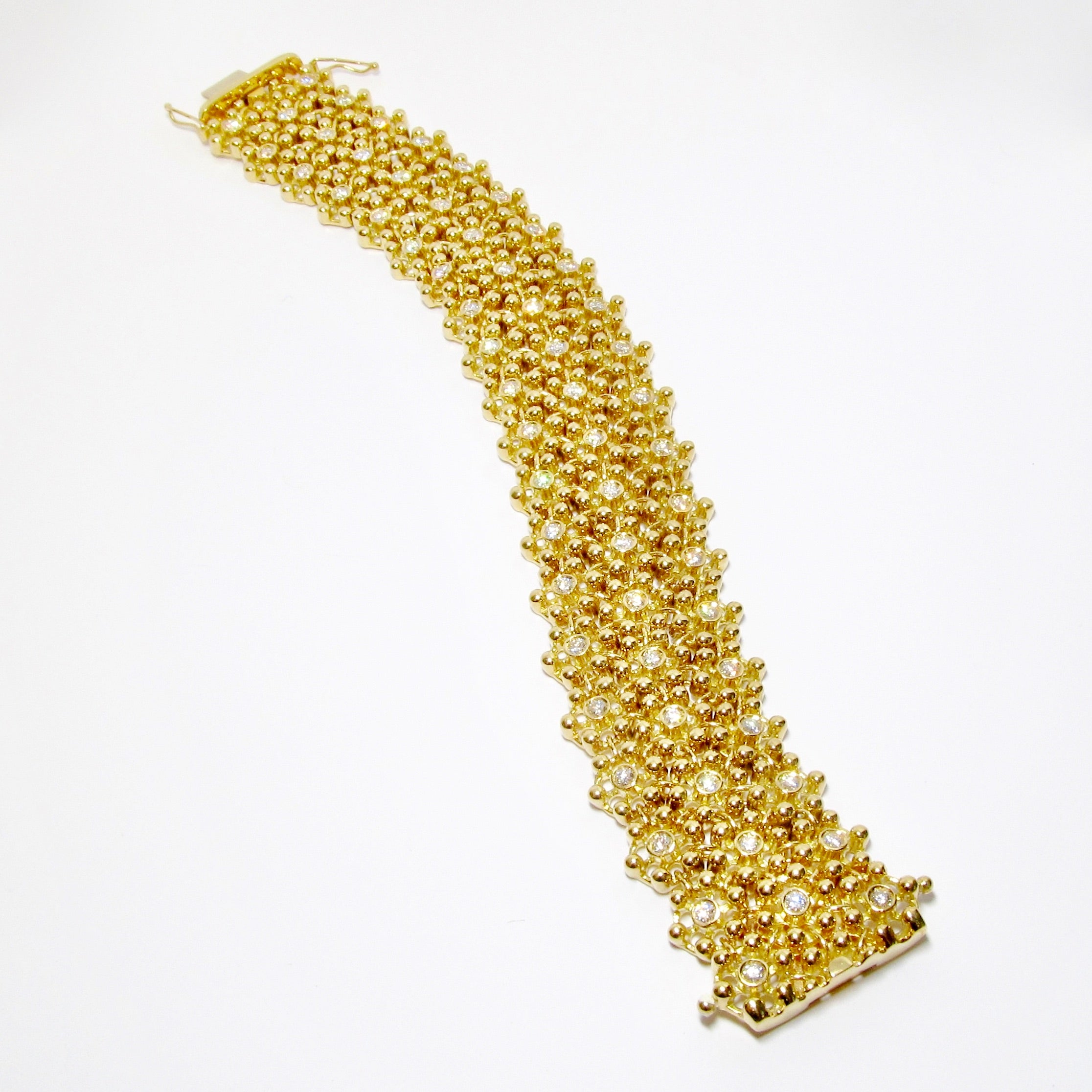 18k Yellow Gold Mesh Type Wide Bracelet