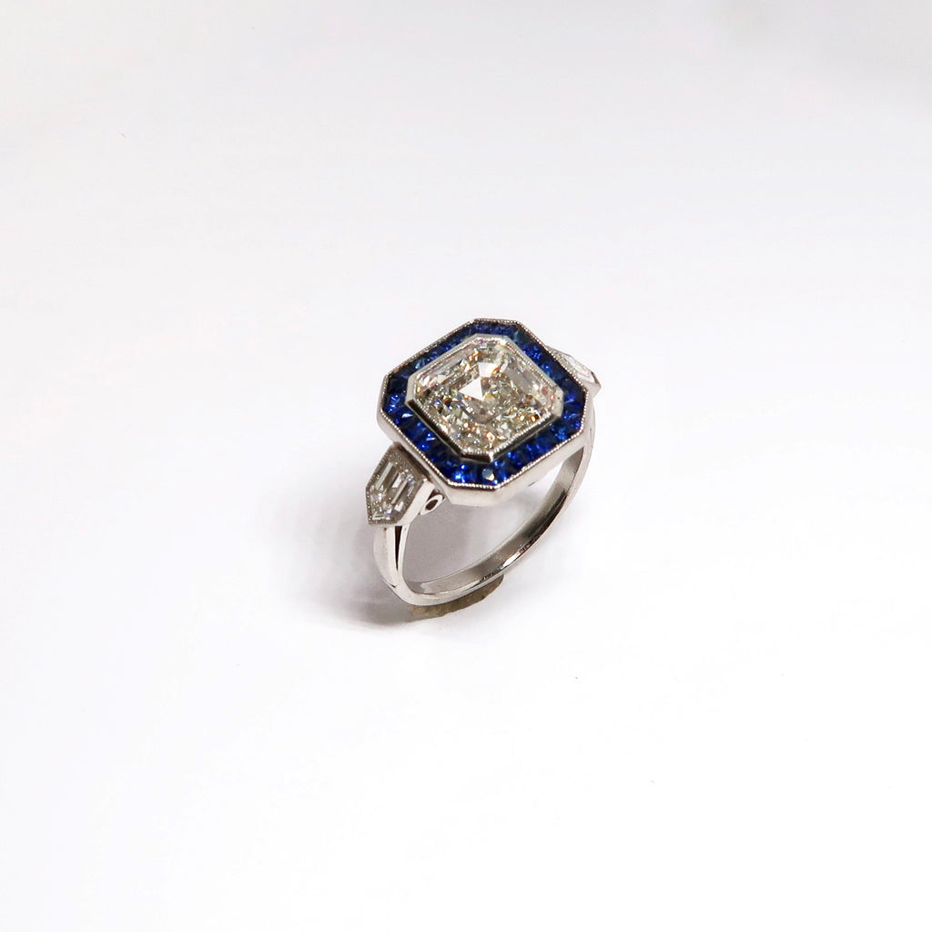 Diamond + Blue Sapphire Ring