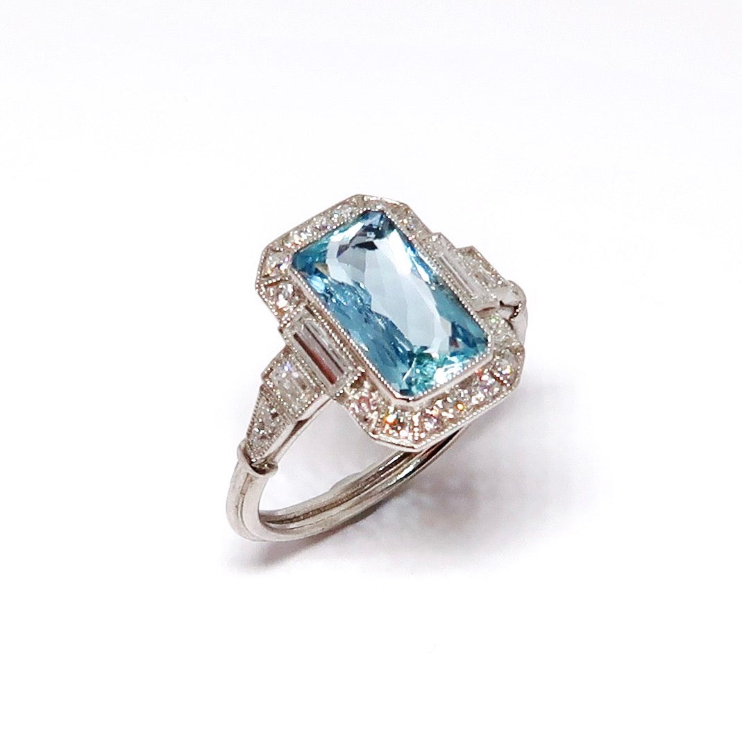 Aquamarine & Diamond Ring