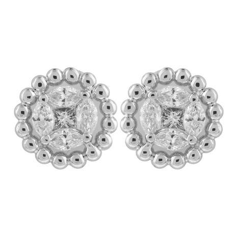 18kt White Gold Diamond Cluster Earrings