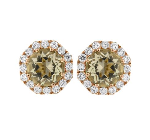 18kt Rose Gold Morganite & Diamond Earrings