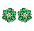 18kt White Gold Emerald and Diamond Earrings