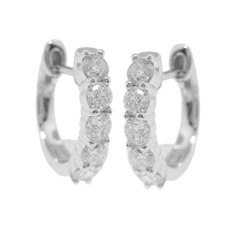 14kt White Gold 5-Stone Diamond Hoop Earrings
