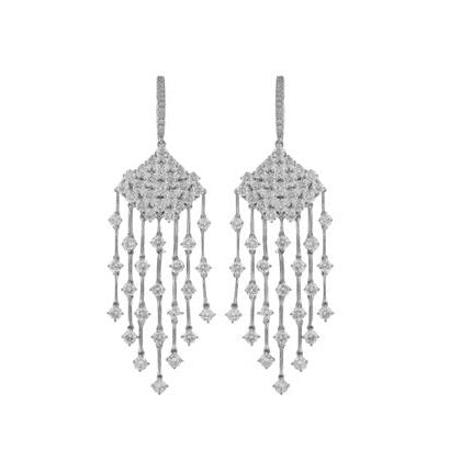 18k White Gold Diamond Dangle Earrings