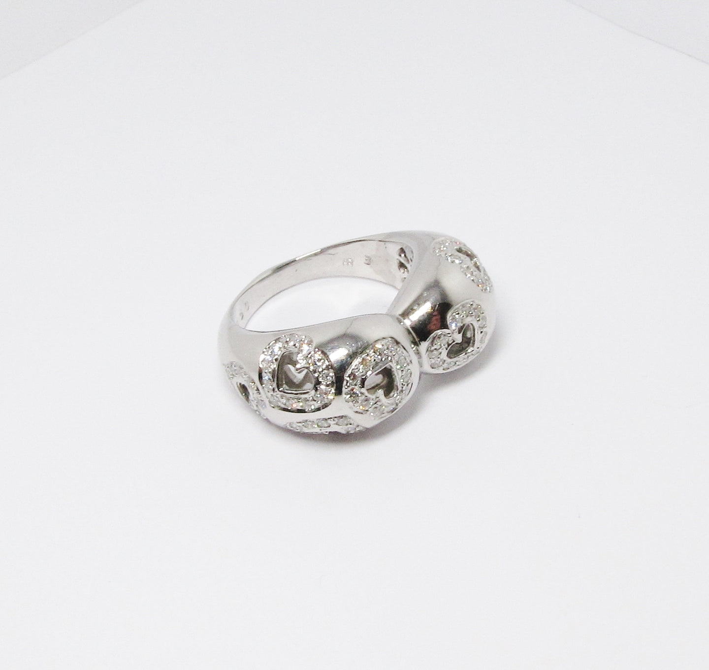 Platinum Diamond Pierced Pave Heart Ring
