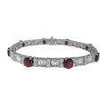 18k White Gold Oval Ruby, Baguette and Round Diamond Bracelet