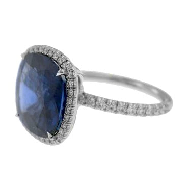 Platinum Sapphire and Diamond Halo Style Ring