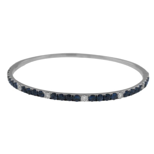 18k White Gold Sapphire and Diamond Bangle