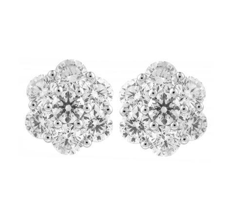 18kt White Gold Diamond Cluster Earrings