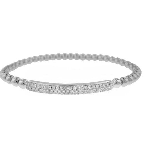White Gold Bead Style Flexible Diamond Bracelet