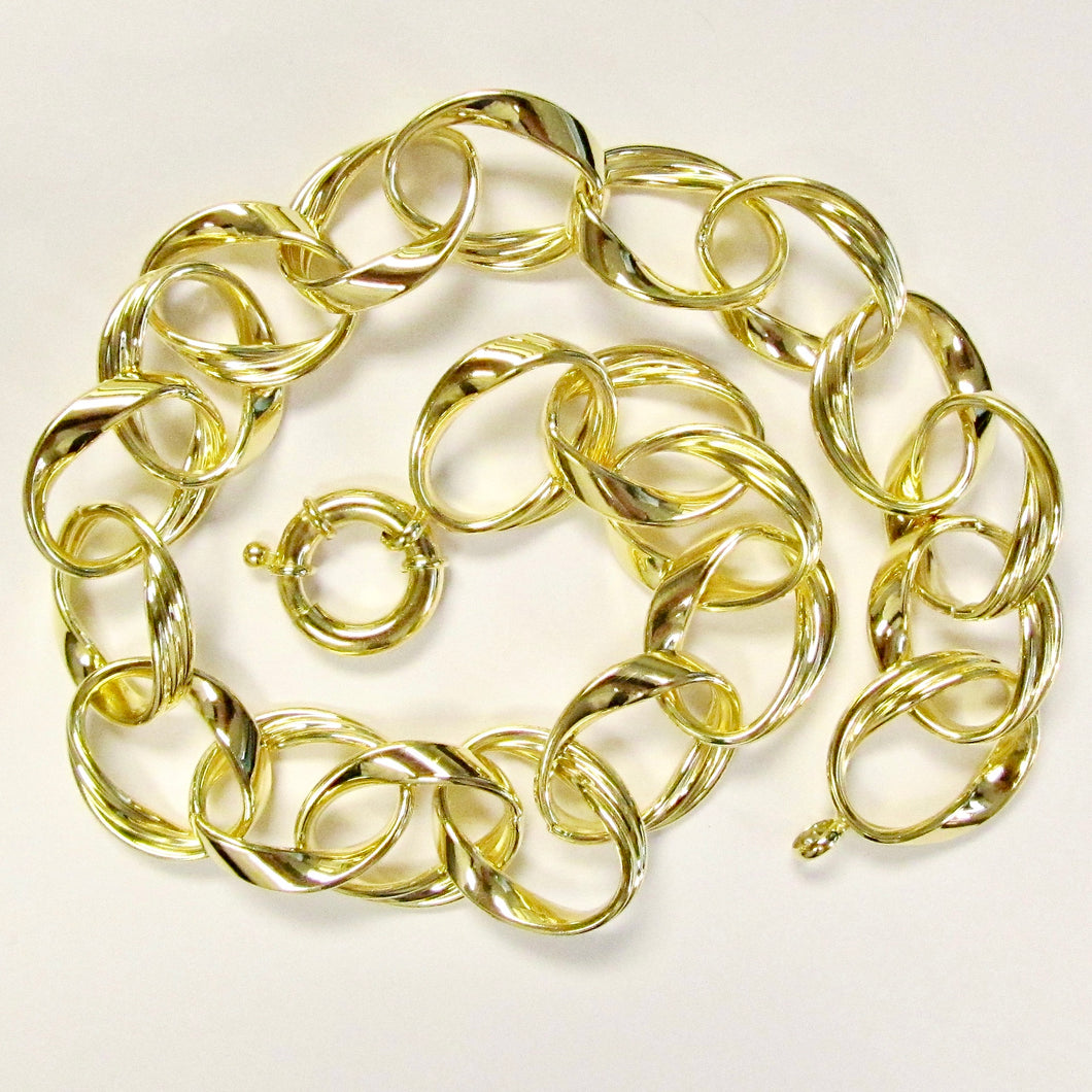 14k Yellow Gold Swirl Link Necklace