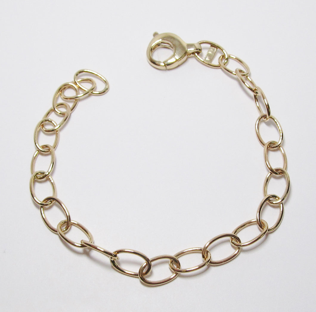 14k Yellow Gold Solid Oval Bracelet