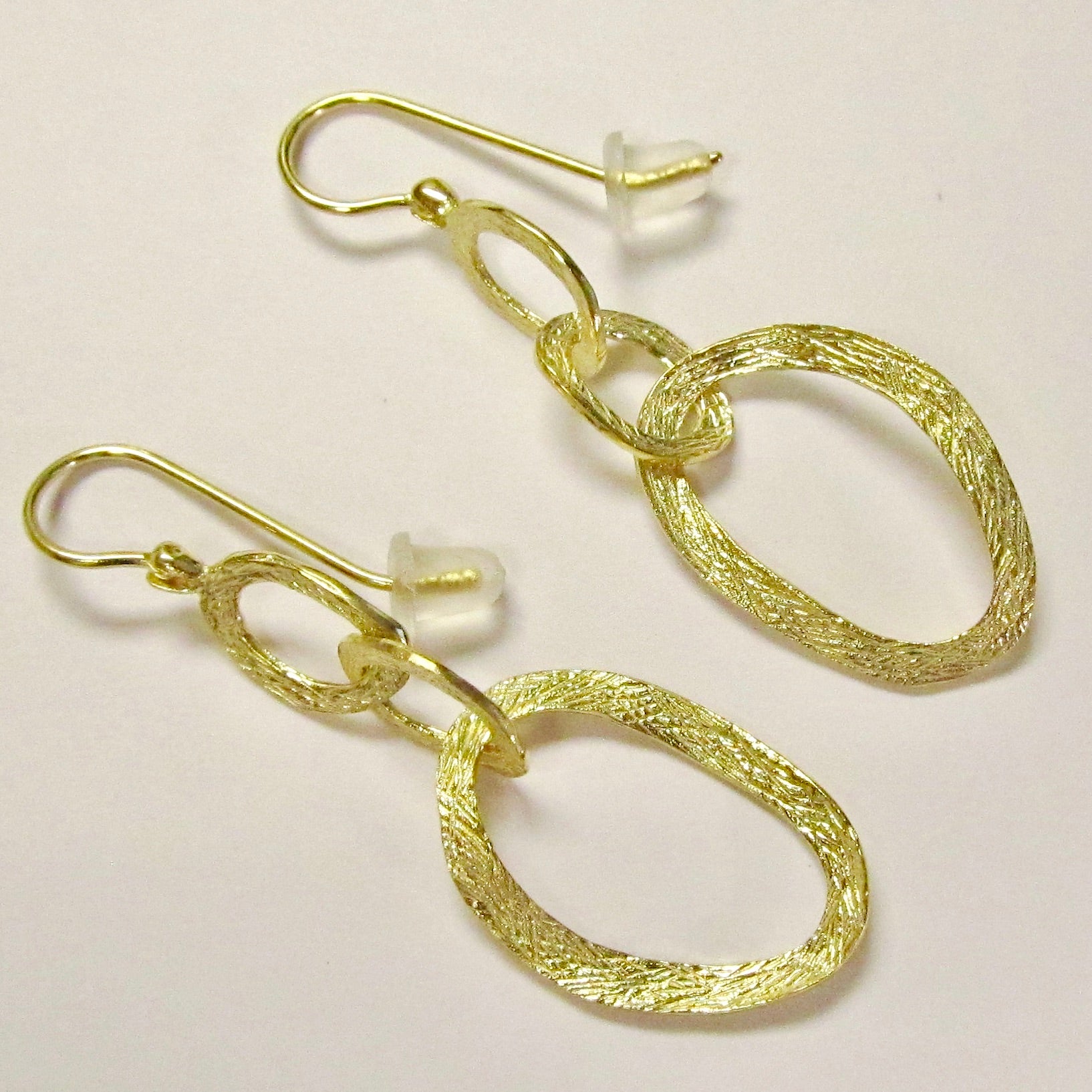 14k Yellow Gold Textured Mixed Link Earrings