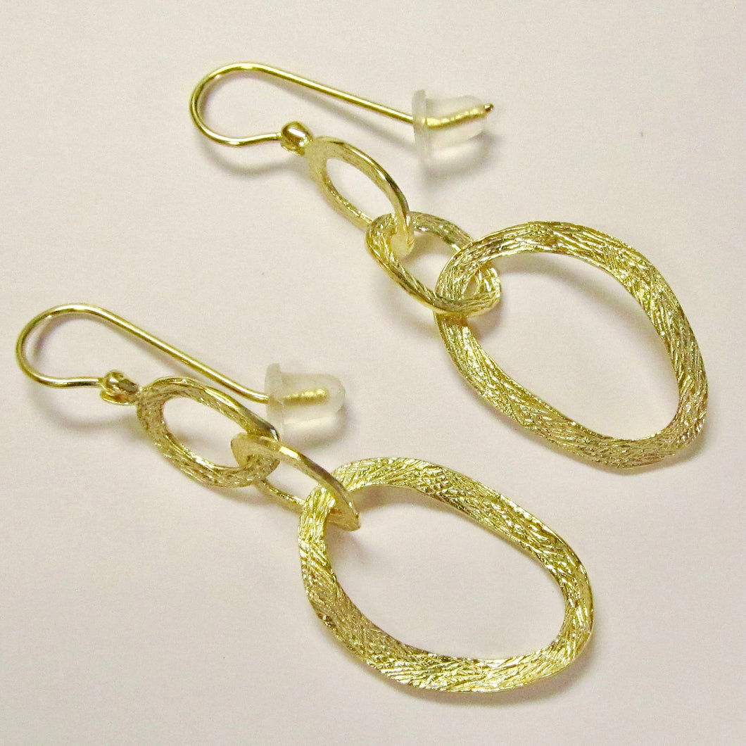 14k Yellow Gold Textured Mixed Link Earrings
