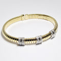 18kt Two-Tone Diamond Section Bangle