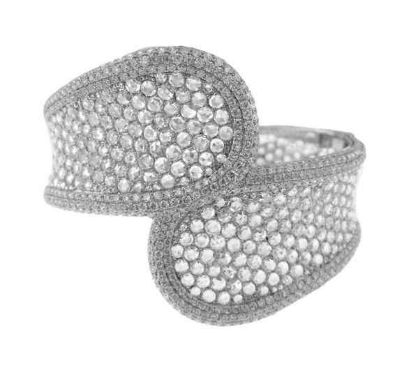 18kt White Gold Wide Diamond Cuff